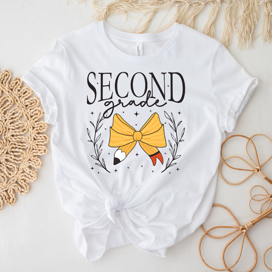 Second Grade Bow Tee || Grade Level Tee