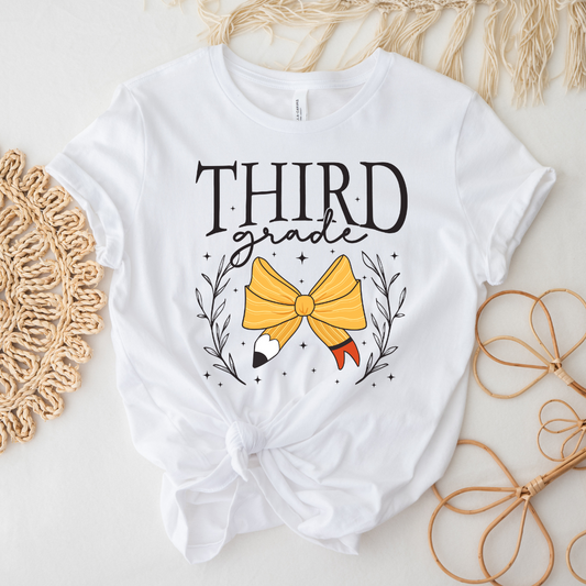 Third Grade Bow Tee || Grade Level Tee