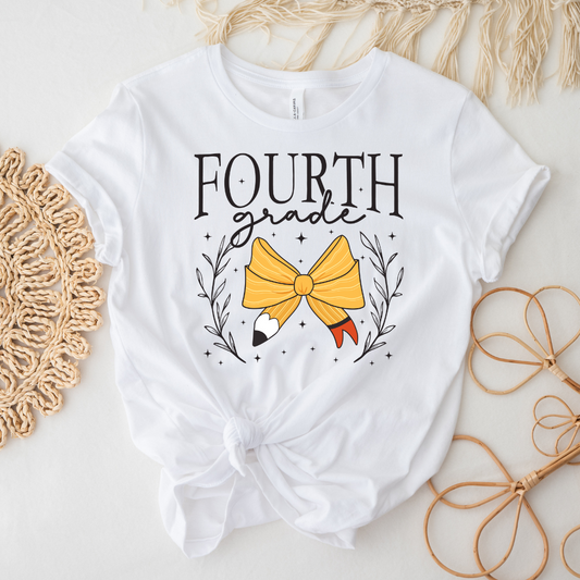 Fourth Grade Bow Tee || Grade Level Tee