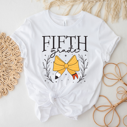 Fifth Grade Bow Tee || Grade Level Tee