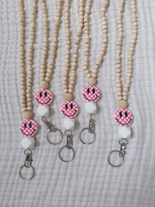 Pink Checkie Lanyard