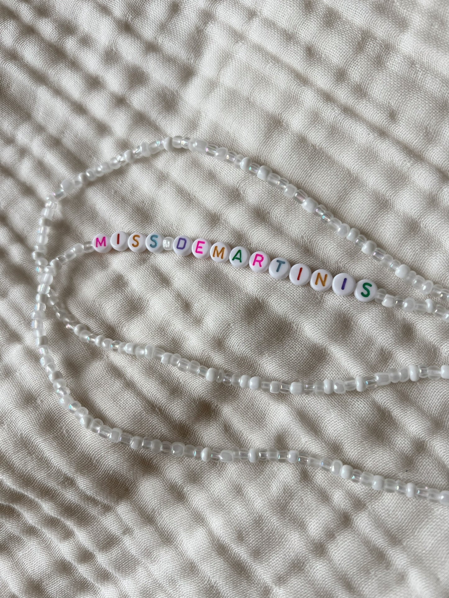 White Pearl & Glass Lanyard