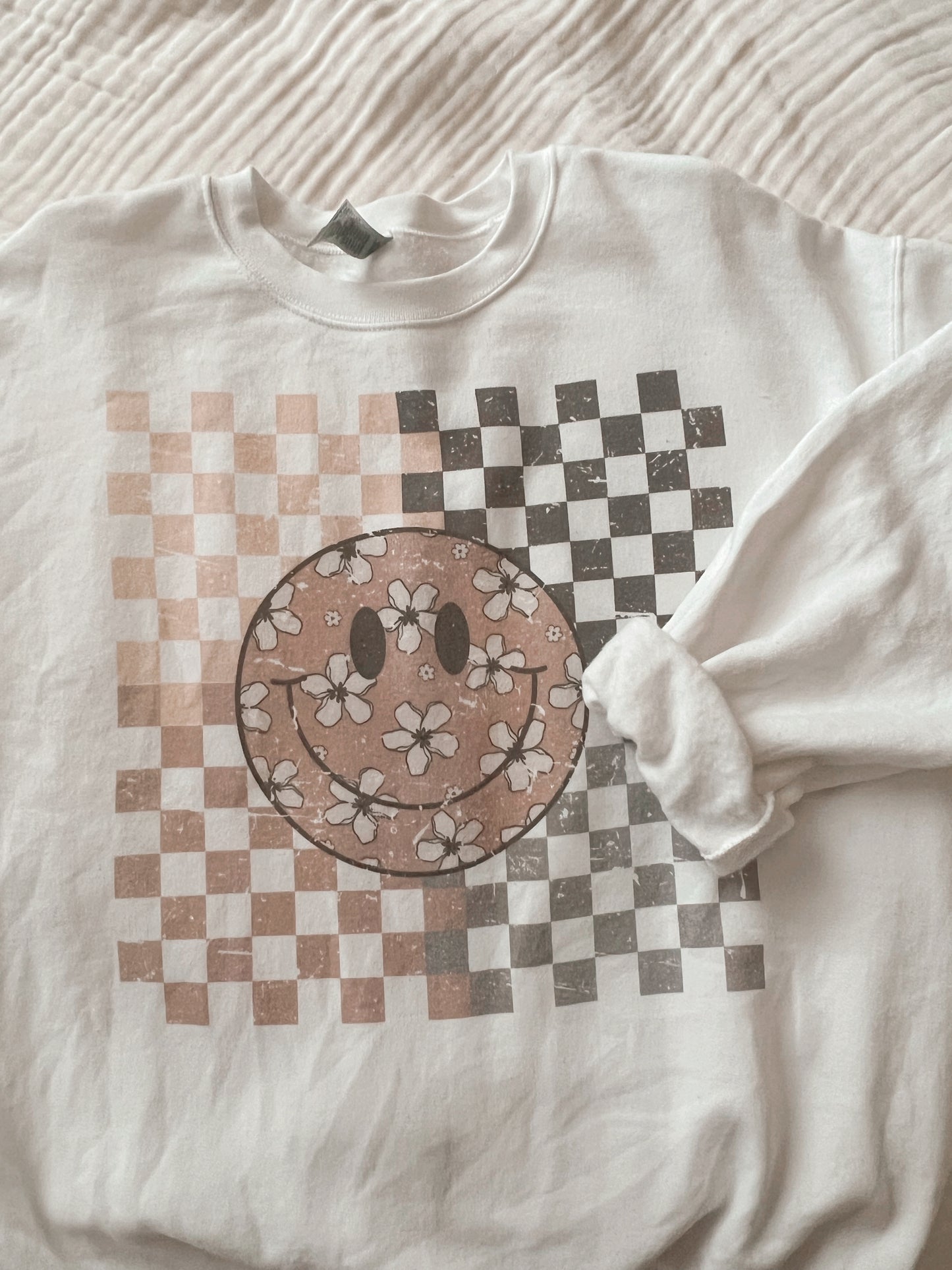 Checkered Smiley Crewneck